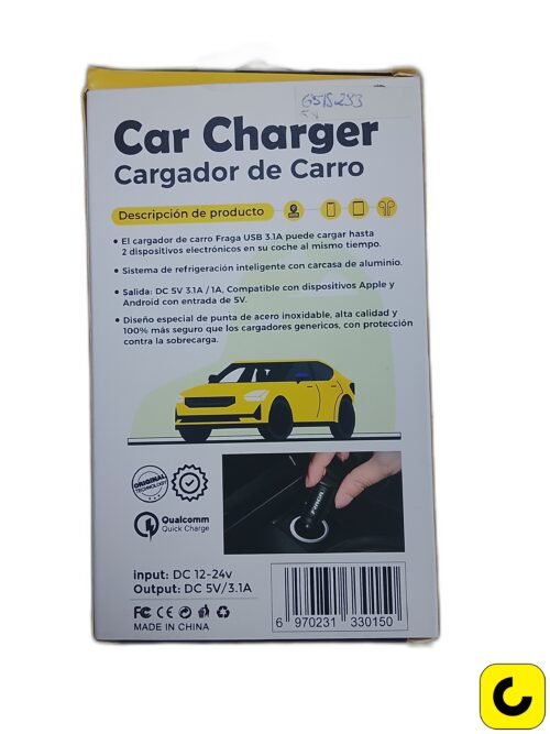 CARGADOR PARA CARRO FRAGA 3.1 A
